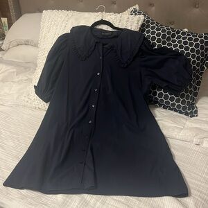 Eloquii, Navy dress with statement collar, sz 18